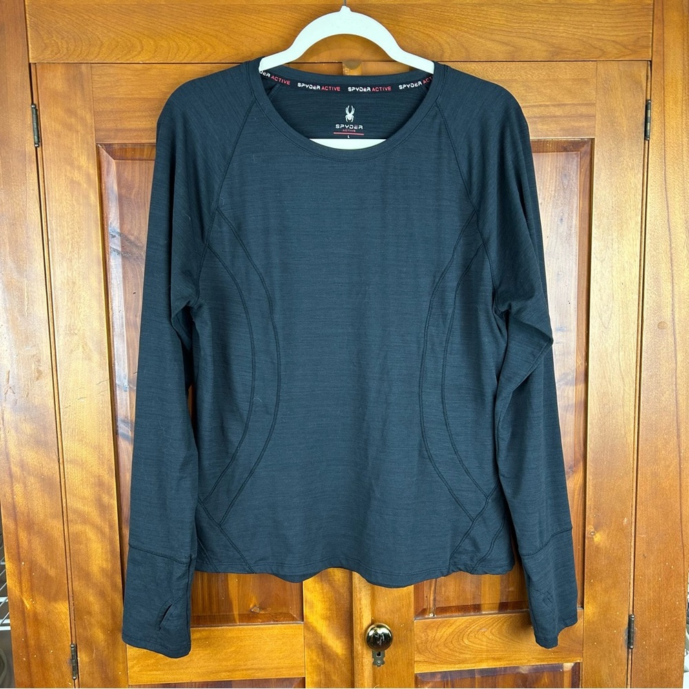 Spyder Active Black Women's Long Sleeve Thumb Holes Athletic Top Gym Outdoor